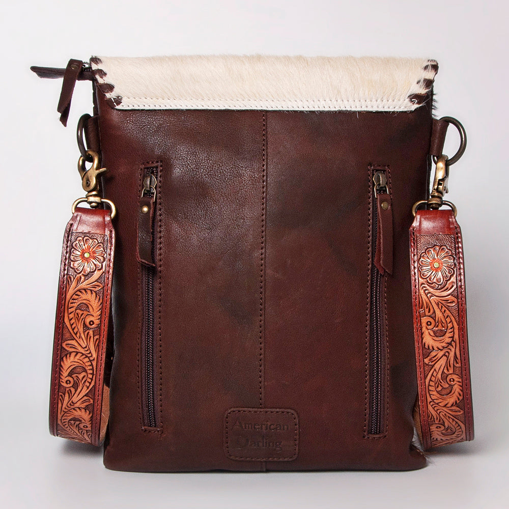 American Darling Messenger Hand Tooled Hair On Genuine Leather Western Women Bag Handbag Purse | Cute