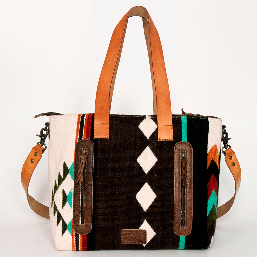 American Darling Tote Bag Hand Woven Saddle Blanket Genuine Leather Western Purse Large Shoulder Bag with YKK Zipper