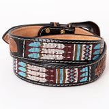 HILASON Western Genuine Leather Belt for Men Women Cowboy Cowgirl Handmade Unisex Full Grain Heavy Duty Tooled Beaded Belt