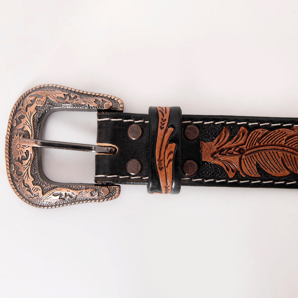 HILASON Western Genuine Leather Belt for Men Women Cowboy Cowgirl Handmade Unisex Full Grain Heavy Duty Tooled Beaded Belt