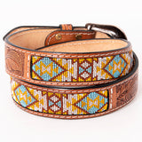 HILASON Western Genuine Leather Belt for Men Women Cowboy Cowgirl Handmade Unisex Full Grain Heavy Duty Tooled Beaded Belt