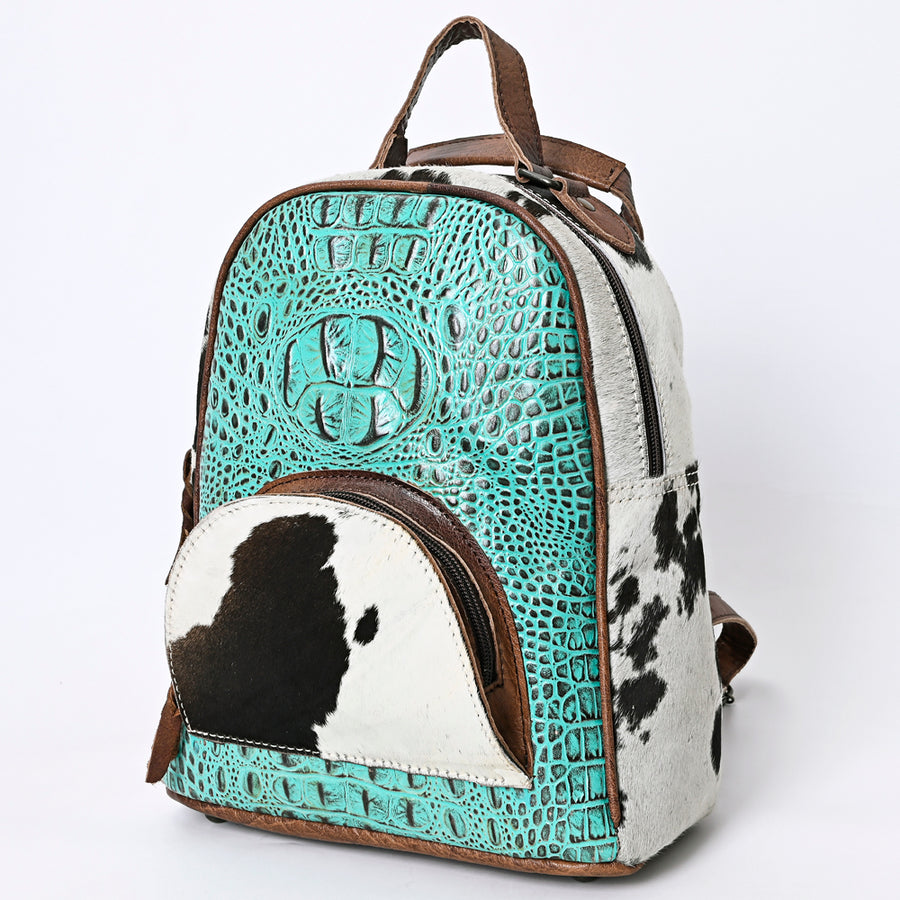 American Darling Backpack Hair On Crocodile Embossed Genuine Leather Western Women Bag | for Laptop School Purse - Uhorse