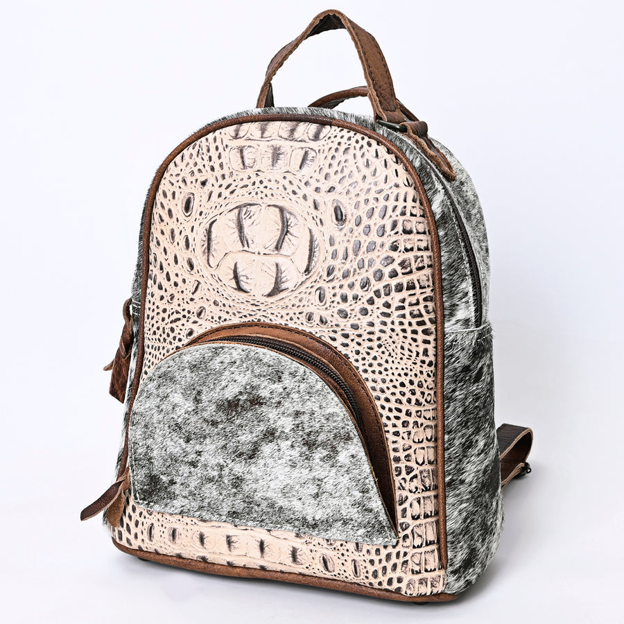 American Darling Backpack Hair On Crocodile Embossed Genuine Leather Western Women Bag | for Laptop School Purse - Uhorse