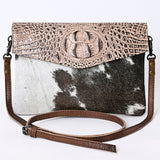 American Darling Envelope Crocodile Embossed Hair on Genuine Leather Western Women Bag Handbag Purse | for Cute