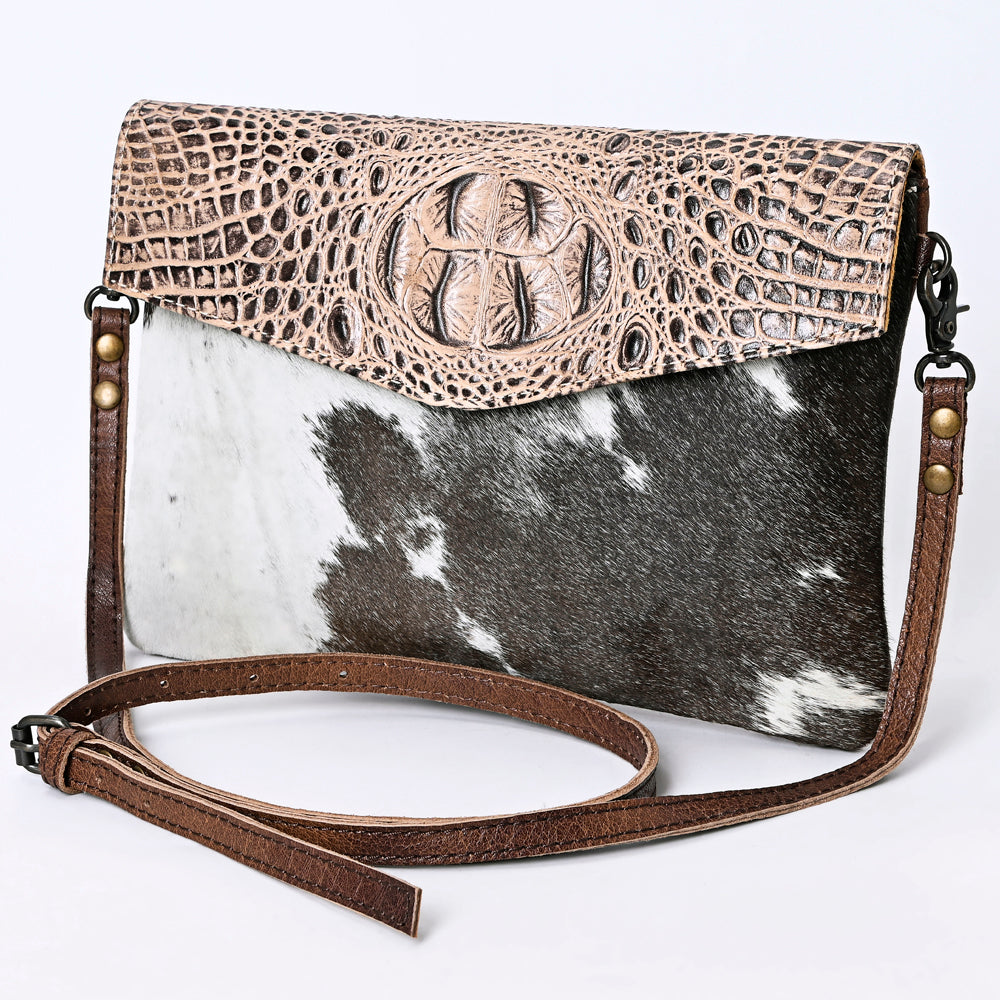 American Darling Envelope Crocodile Embossed Hair on Genuine Leather Western Women Bag Handbag Purse | for Cute