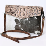 American Darling Envelope Crocodile Embossed Hair on Genuine Leather Western Women Bag Handbag Purse | for Cute