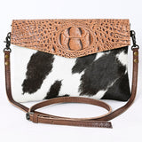 American Darling Envelope Crocodile Embossed Hair on Genuine Leather Western Women Bag Handbag Purse | for Cute