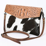 American Darling Envelope Crocodile Embossed Hair on Genuine Leather Western Women Bag Handbag Purse | for Cute