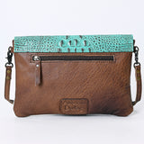 American Darling Envelope Crocodile Embossed Hair on Genuine Leather Western Women Bag Handbag Purse | for Cute