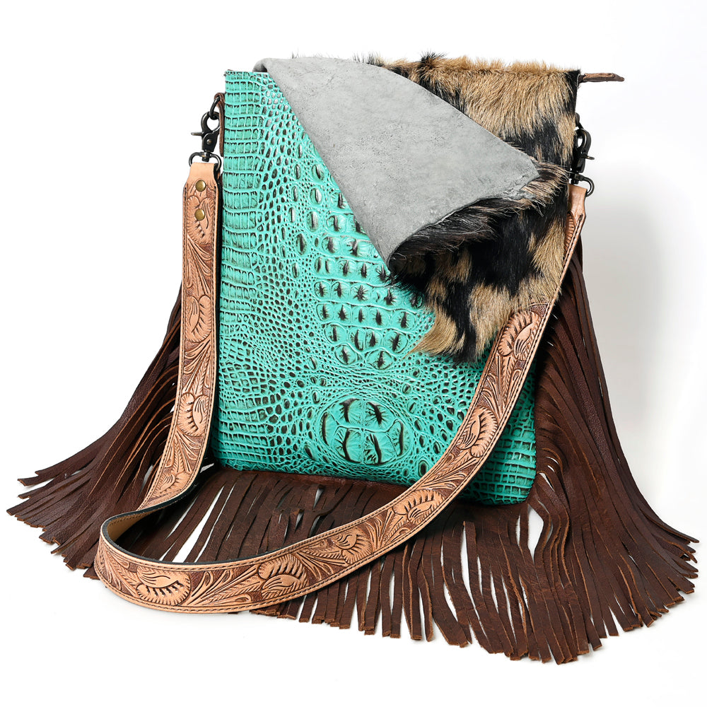 ADBGS192BL American Darling Hair On Crocodile Embossed Genuine Leather Women Bag Western Handbag Purse