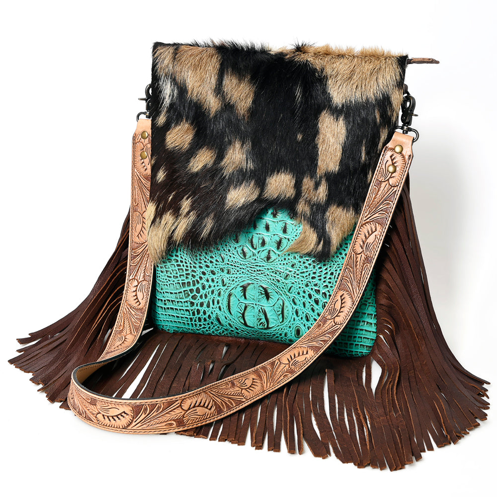 ADBGS192BL American Darling Hair On Crocodile Embossed Genuine Leather Women Bag Western Handbag Purse