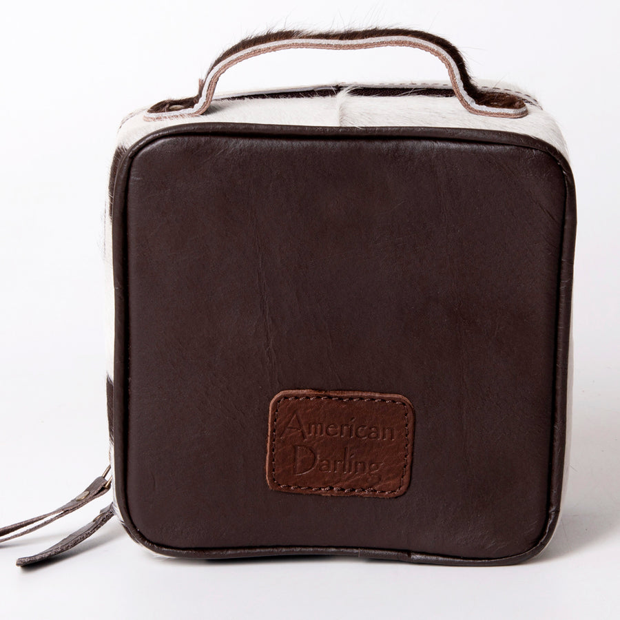 American Darling Jewelry Case for Women - Hair-On Cowhide Eco-Friendly Genuine Leather Travel Organizer with YKK Zipper