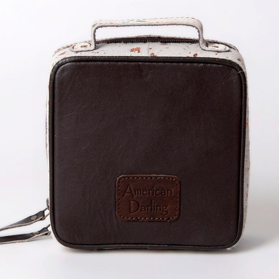 American Darling Jewelry Case for Women - Hair-On Cowhide Genuine Leather Travel Organizer with YKK Zipper