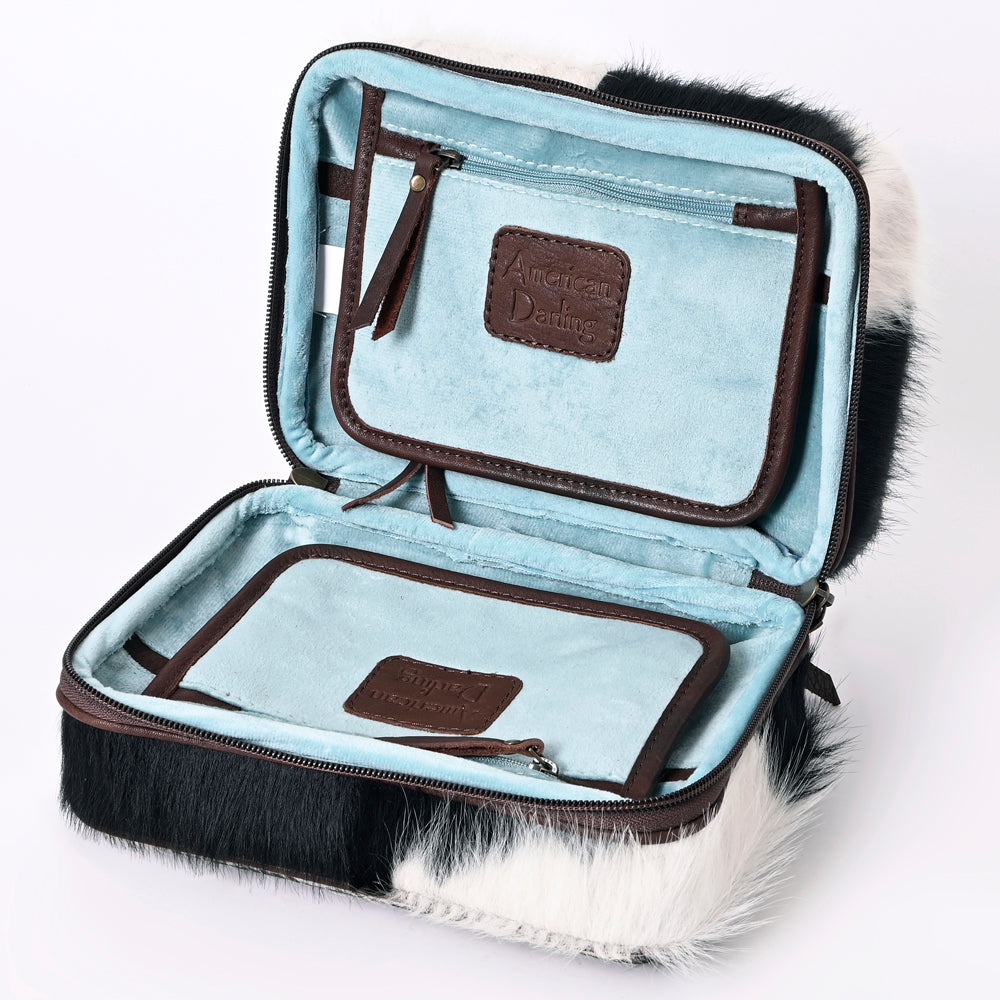 American Darling Jewelry Case Hand Tooled Hair-On Genuine Leather Women Bag Western Handbag Purse | Organizer for Travel