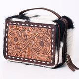 American Darling Jewelry Case Hand Tooled Hair-On Genuine Leather Women Bag Western Handbag Purse | Organizer for Travel