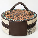 American Darling Jewelry Case Hand Tooled Hair-On Genuine Leather Women Bag Western Handbag Purse | Organizer for Travel