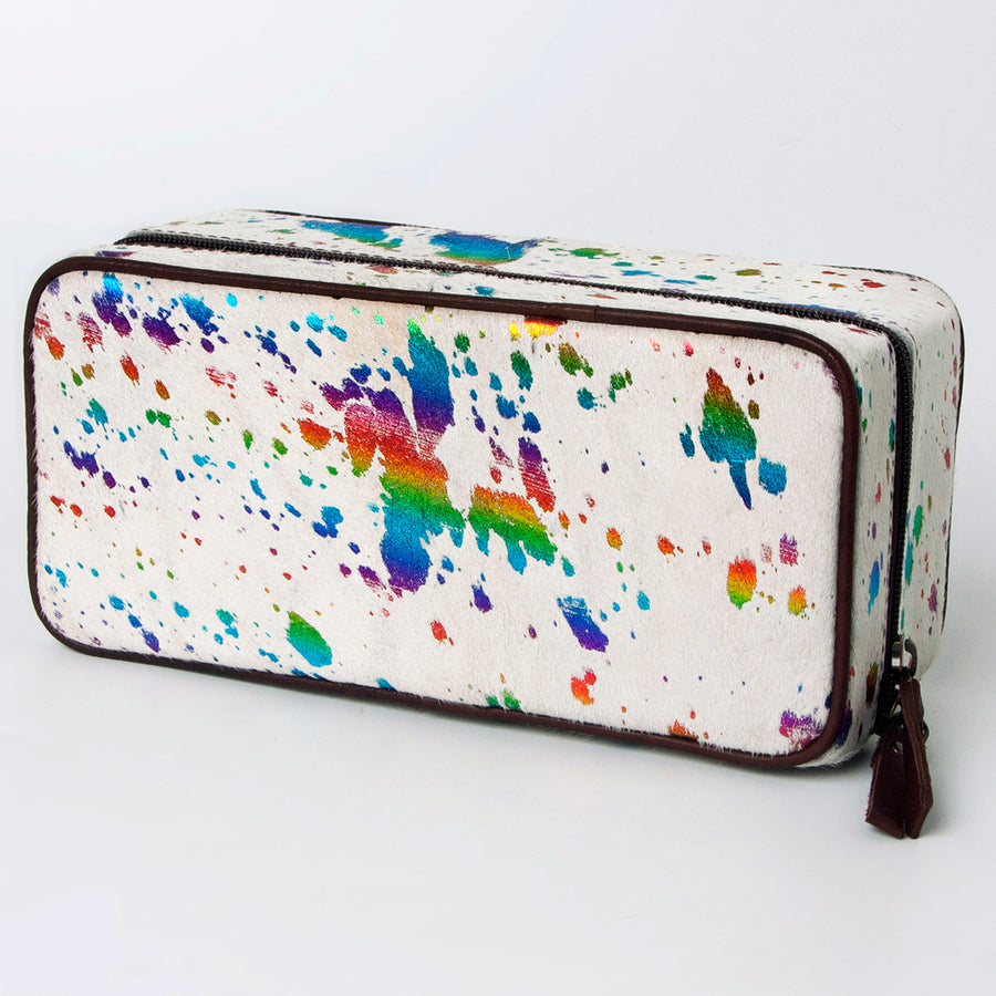 American Darling Western Paint Splatter Hair-On Cowhide Jewelry case - Uhorse