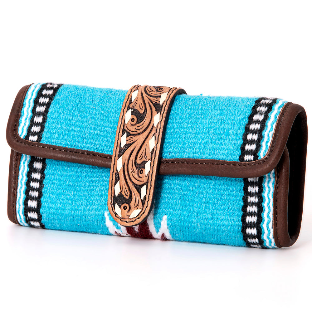 American Darling Jewelry Case Hand Tooled Saddle Blanket Genuine Leather Women Bag Western Handbag Purse Organizer for Travel