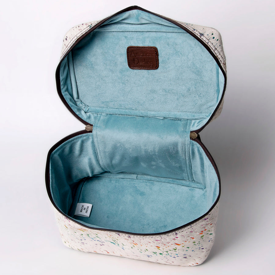 American Darling Jewelry Case for Women - Hair-On Cowhide Eco-Friendly Genuine Leather Travel Organizer