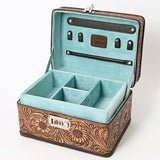 American Darling Jewelry Case Hand Tooled Genuine Leather Women Bag Western Handbag Purse | for Travel