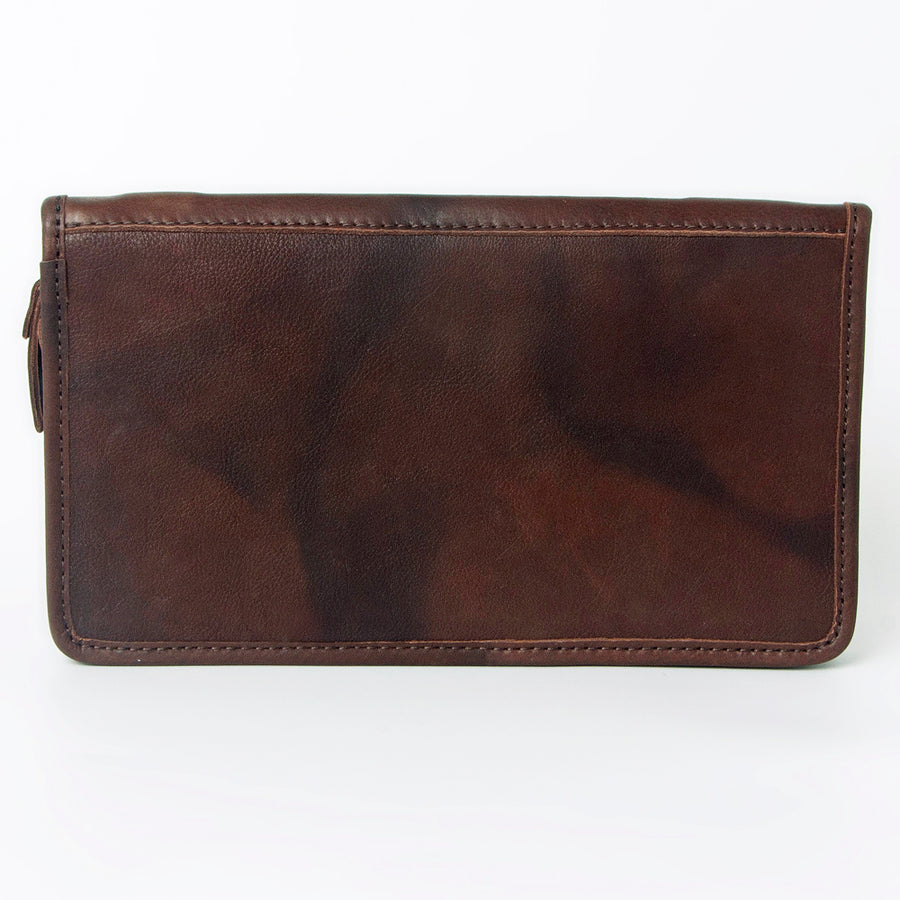 American Darling Jewelry Case for Women - Hair-On Cowhide, Hand Tooled Floral Carved Genuine Leather Travel Organizer