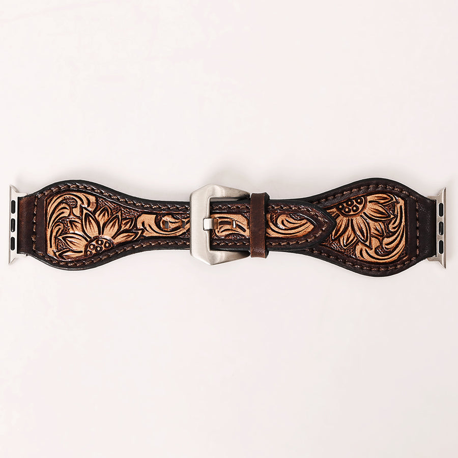 American Darling Beautifully Hand Tooled Painted Genuine Leather I watch Strap Men and Women Unisex