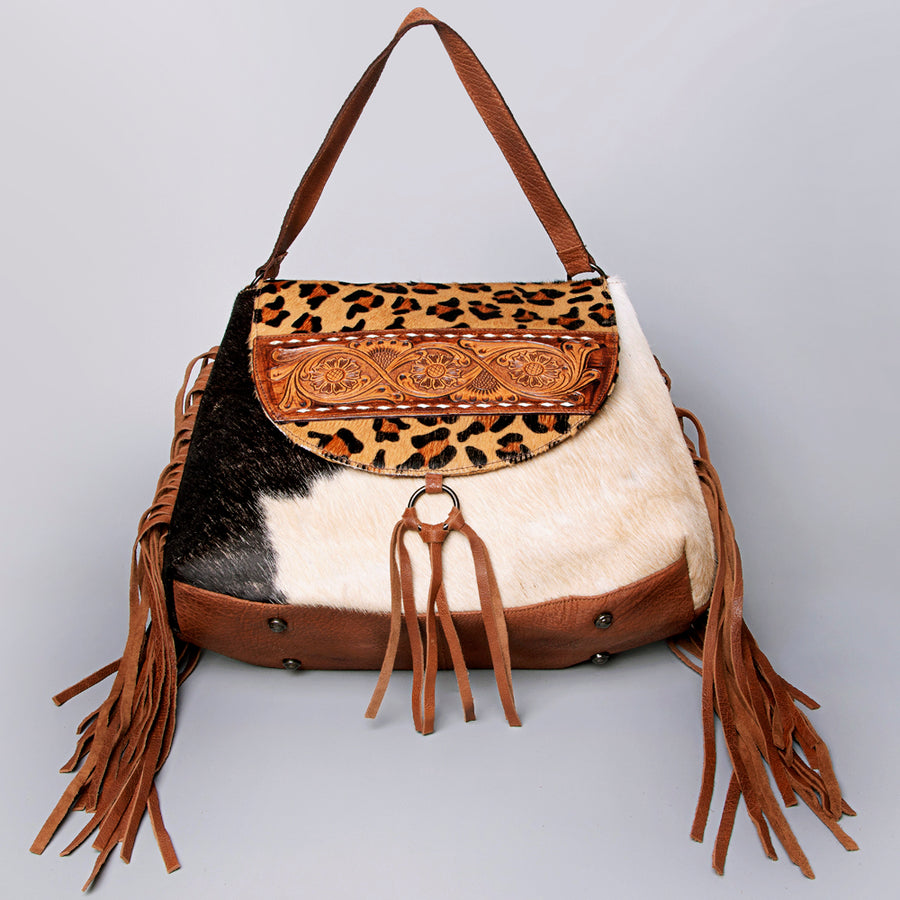 American Darling Messenger Hand Tooled Hair On Genuine Leather Western Women Bag Handbag Purse