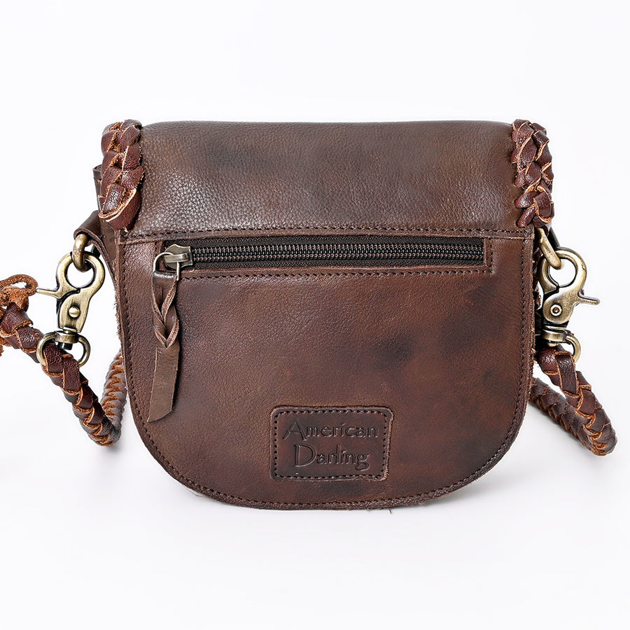 American Darling Cross body Bag Western Genuine Leather Handcrafted Purse with Turquoise Stone and Braided Detail
