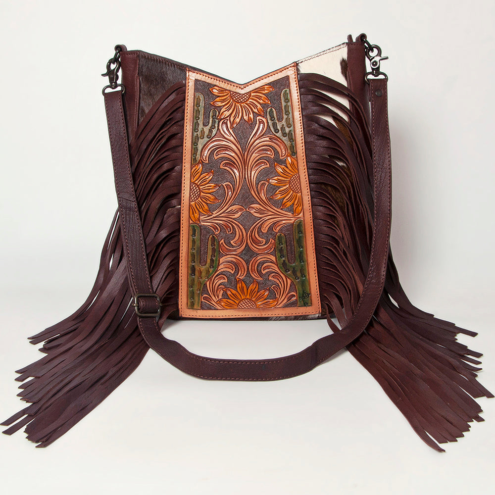 American Darling Large Crossbody Hand Tooled Hair On Genuine Leather Women Bag Western Handbag Purse