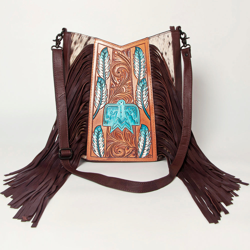 American Darling Large Crossbody Hand Tooled Hair On Genuine Leather Women Bag Western Handbag Purse