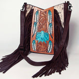 American Darling Large Crossbody Hand Tooled Hair On Genuine Leather Women Bag Western Handbag Purse