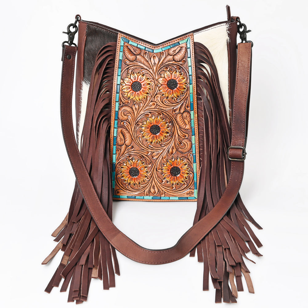 American Darling Large Crossbody Hand Tooled Hair On Genuine Leather Women Bag Western Handbag Purse