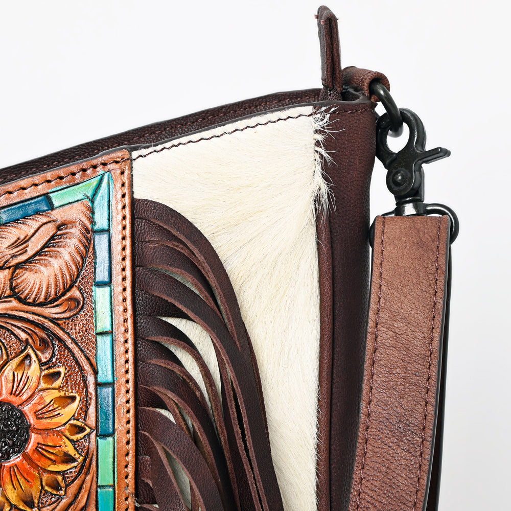 American Darling Large Crossbody Hand Tooled Hair On Genuine Leather Women Bag Western Handbag Purse
