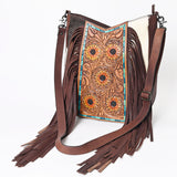 American Darling Large Crossbody Hand Tooled Hair On Genuine Leather Women Bag Western Handbag Purse