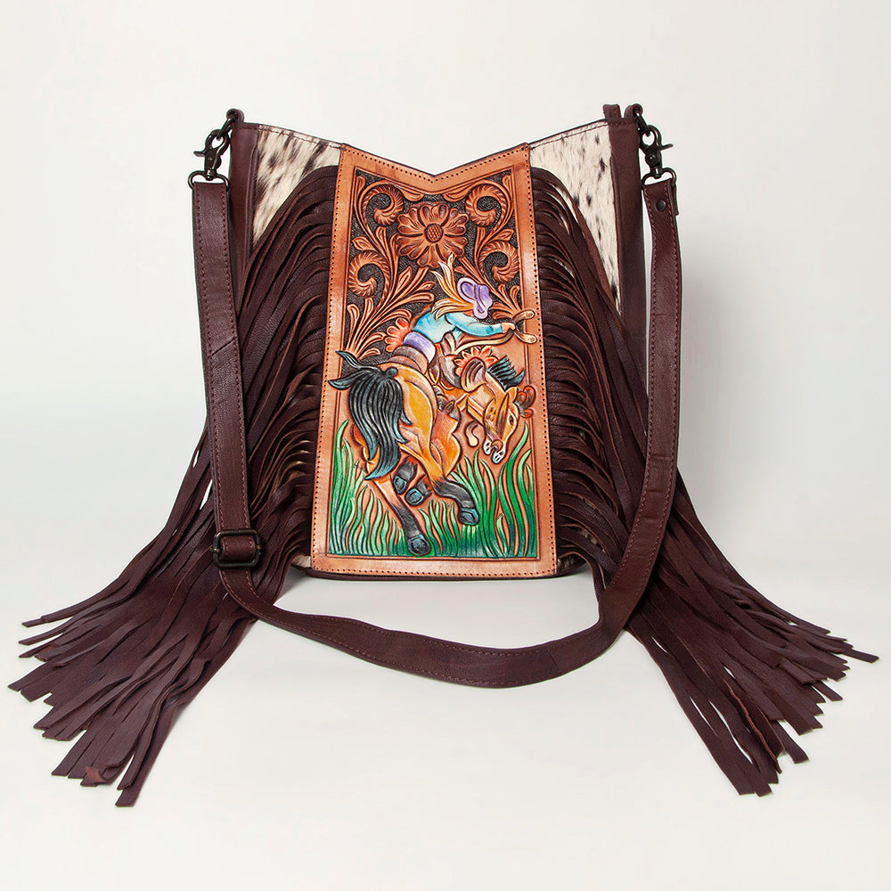 American Darling Large Crossbody Hand Tooled Hair On Genuine Leather Women Bag Western Handbag Purse