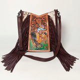 American Darling Large Crossbody Hand Tooled Hair On Genuine Leather Women Bag Western Handbag Purse