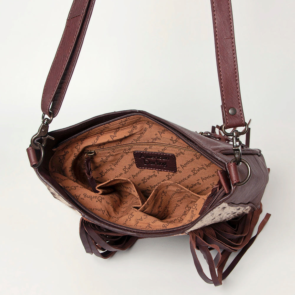 American Darling Large Crossbody Hand Tooled Hair On Genuine Leather Women Bag Western Handbag Purse