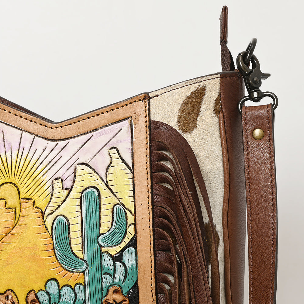 American Darling Large Crossbody Hand Tooled Hair On Genuine Leather Women Bag Western Handbag Purse