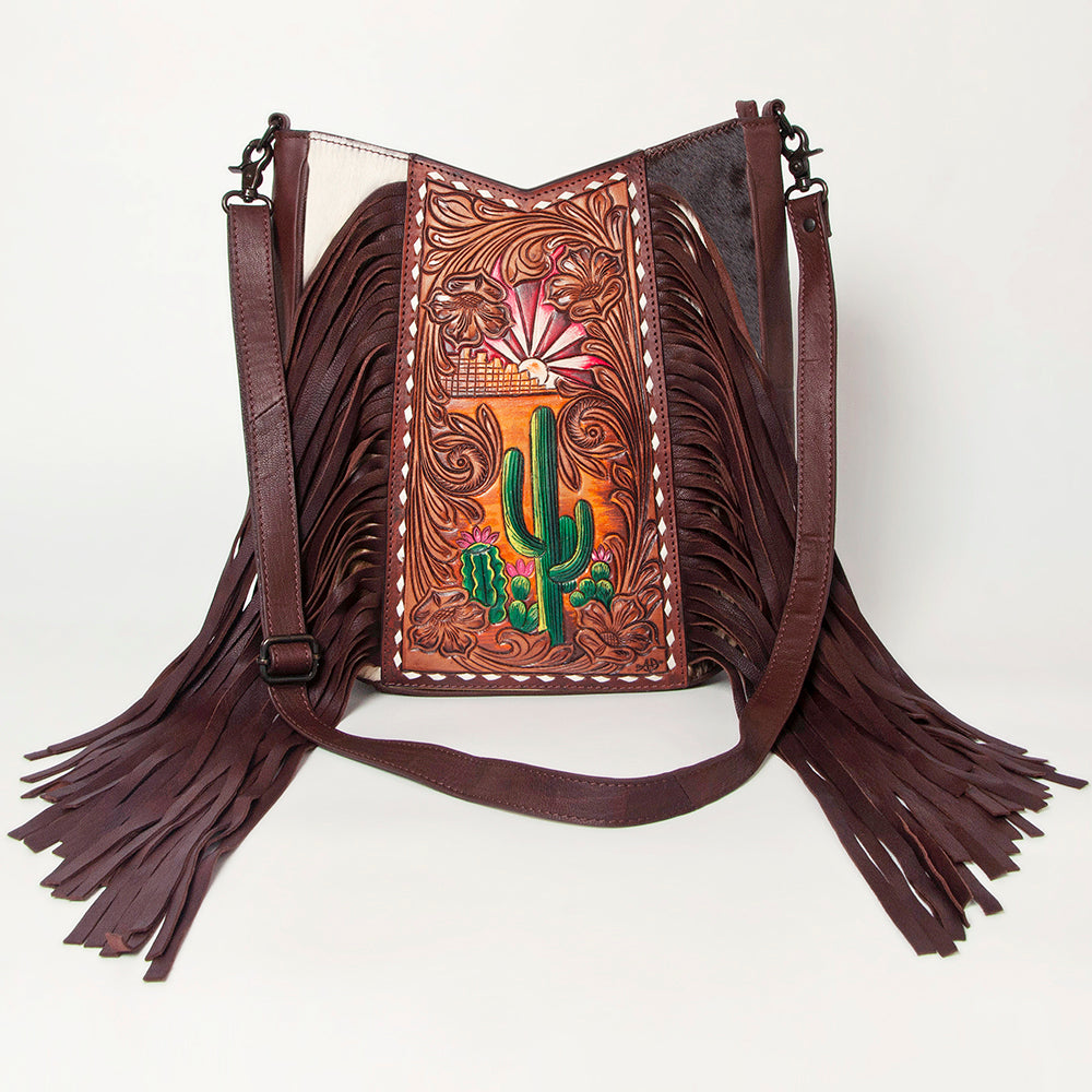 American Darling Large Crossbody Hand Tooled Hair On Genuine Leather Women Bag Western Handbag Purse
