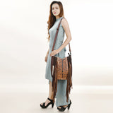 American Darling Large Crossbody Hand Tooled Hair On Genuine Leather Women Bag Western Handbag Purse