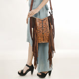 American Darling Large Crossbody Hand Tooled Hair On Genuine Leather Women Bag Western Handbag Purse