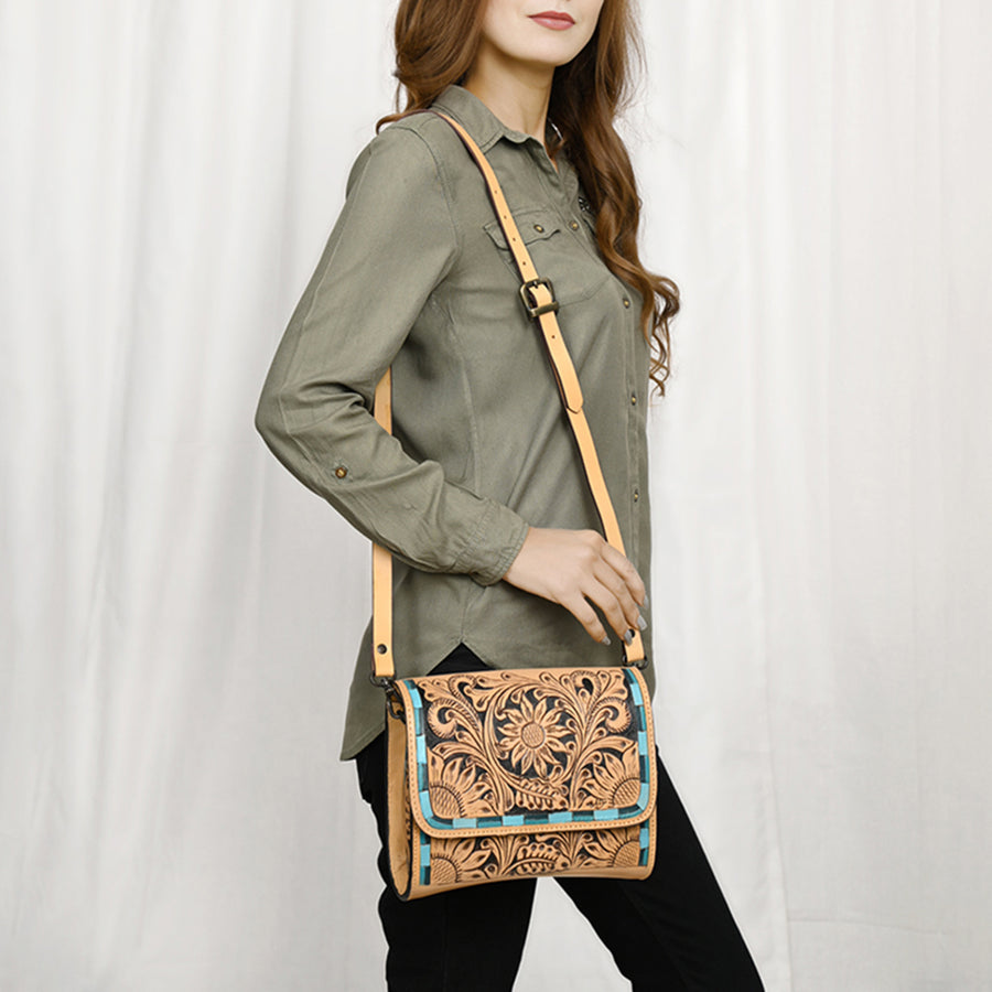 American Darling Cross Body I Hand Tooled Genuine Leather Women Bag Western Handbag Purse