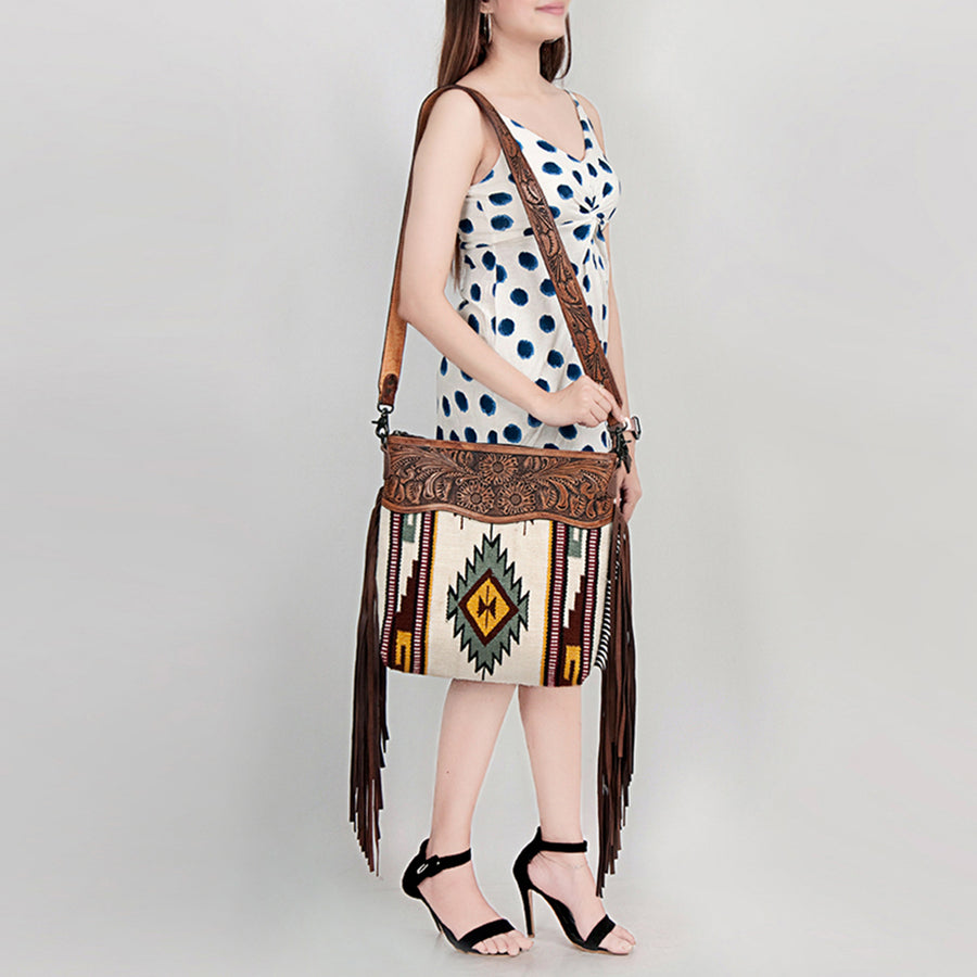 American Darling Signature Crossbody Hand Tooled Saddle Blanket Genuine Leather Women Bag Western Handbag Purse