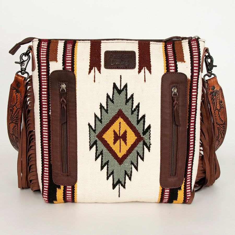 American Darling Signature Crossbody Hand Tooled Saddle Blanket Genuine Leather Women Bag Western Handbag Purse