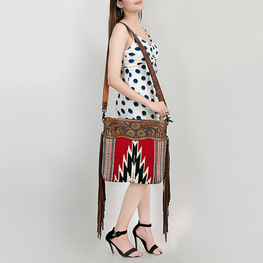 American Darling Signature Crossbody Hand Tooled Saddle Blanket Genuine Leather Women Bag Western Handbag Purse