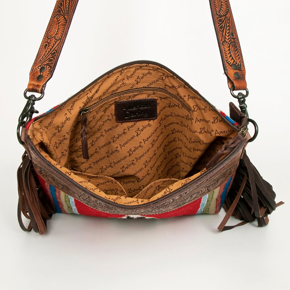 American Darling Signature Crossbody Hand Tooled Saddle Blanket Genuine Leather Women Bag Western Handbag Purse