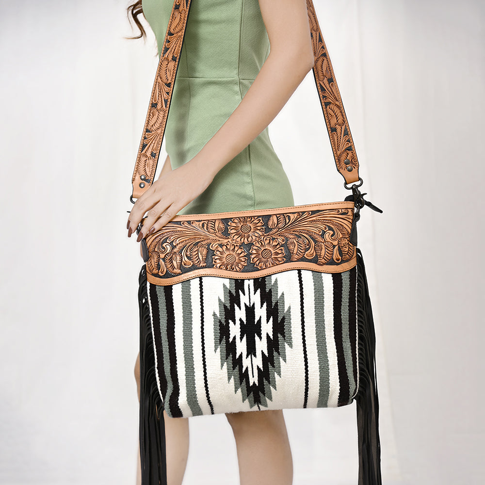 American Darling Signature Crossbody Hand Tooled Saddle Blanket Genuine Leather Women Bag Western Handbag Purse