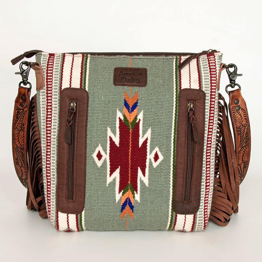 American Darling Signature Crossbody Hand Tooled Saddle Blanket Genuine Leather Women Bag Western Handbag Purse