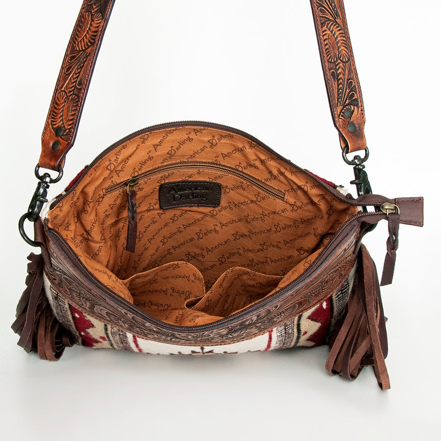American Darling Cross Body Hand Tooled Saddle Blanket Genuine Leather Western Women Bag Handbag Purse | Crossbody for |Cute