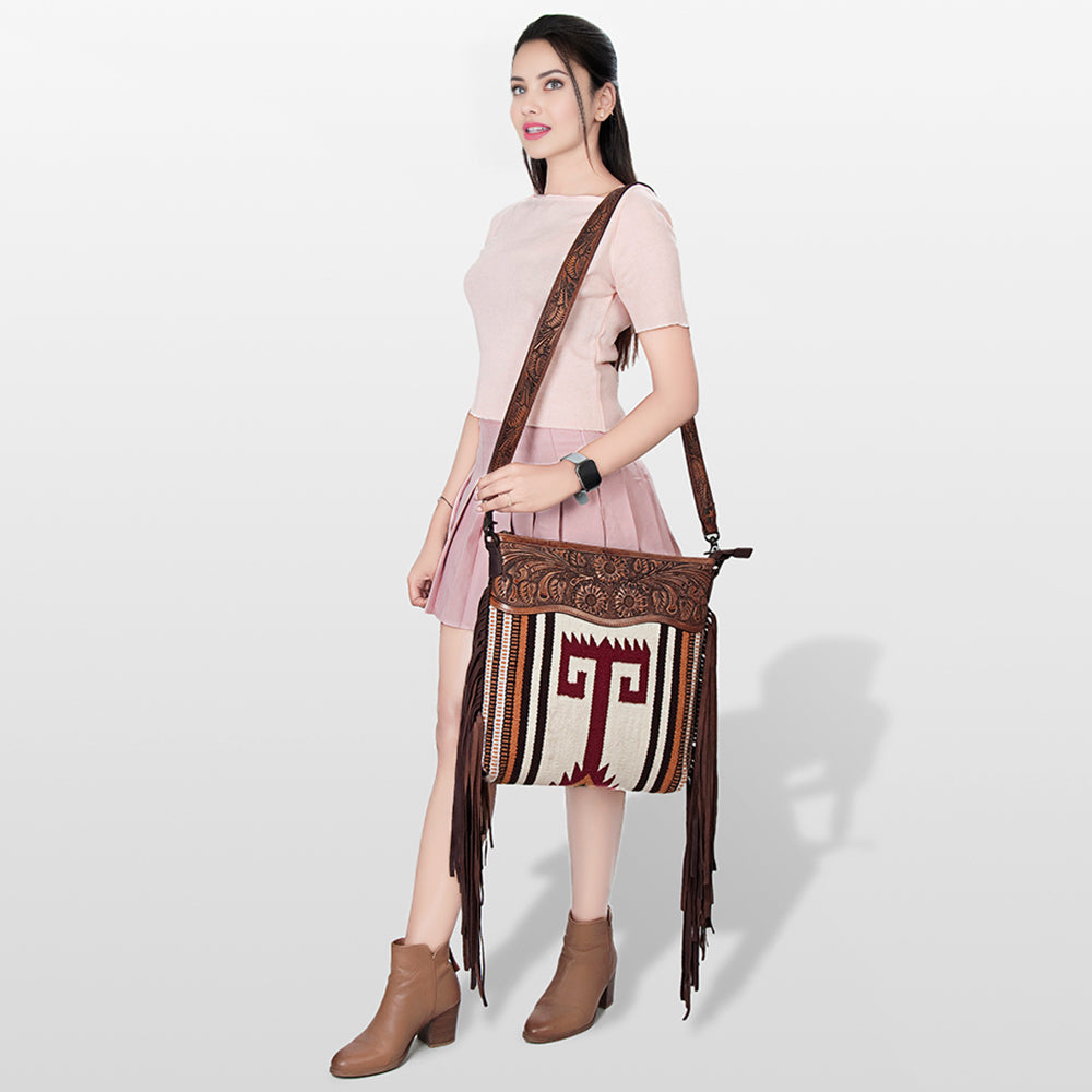American Darling Signature Crossbody Hand Tooled Saddle Blanket Genuine Leather Women Bag Western Handbag Purse